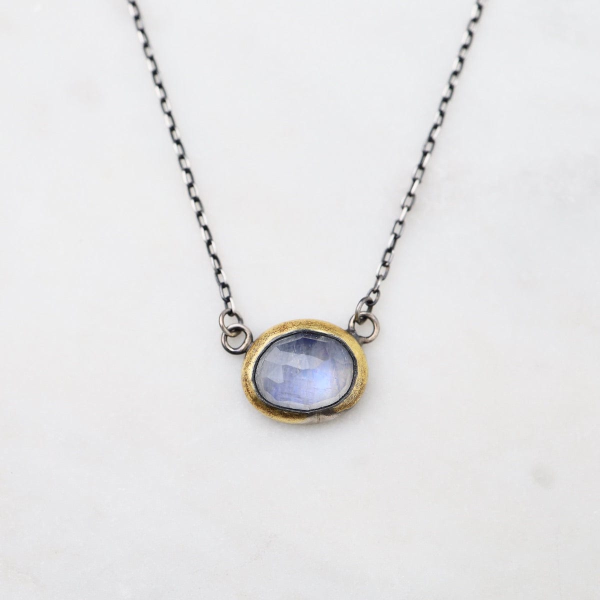 NKL Petite Crescent Rim Necklace with Moonstone