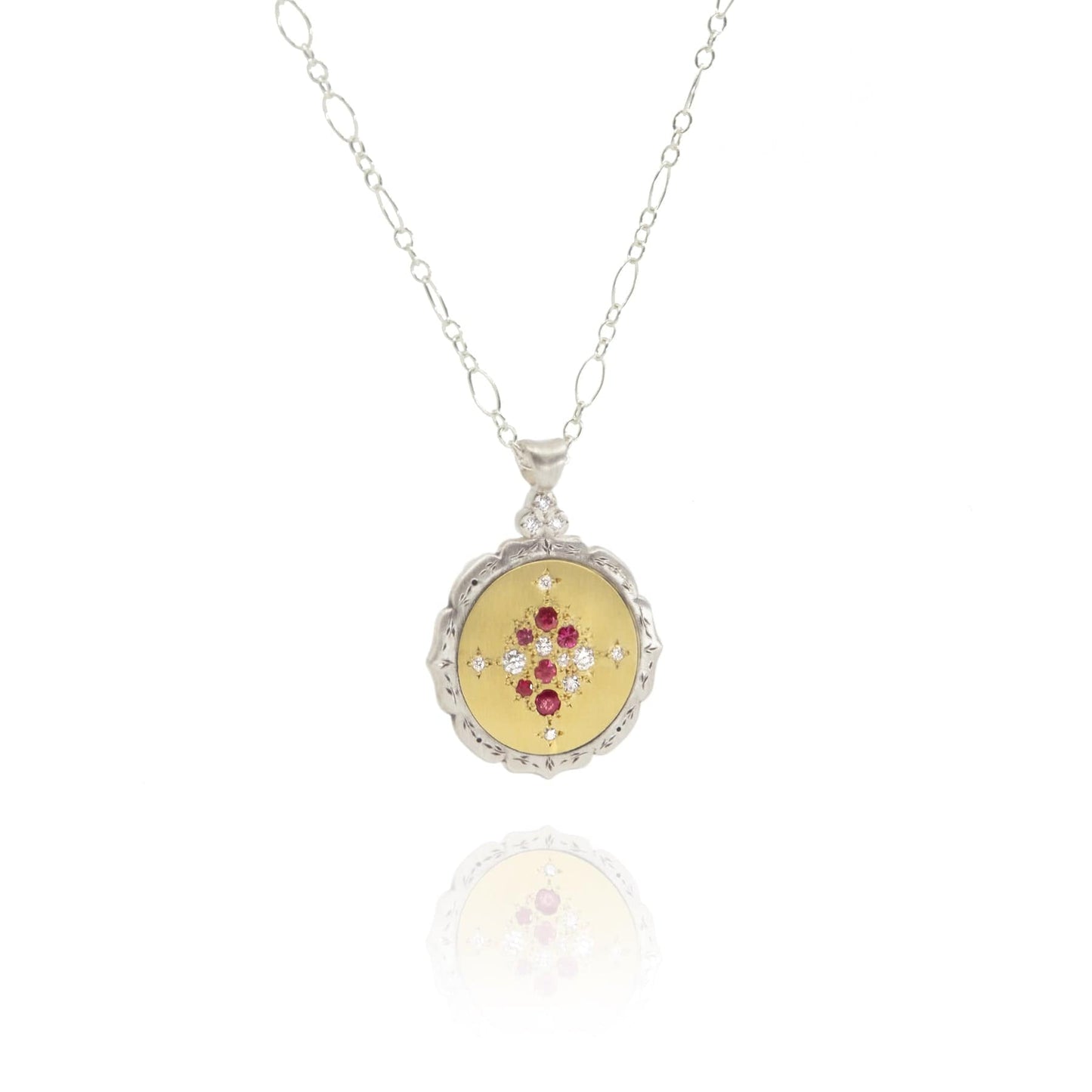 NKL Round Scallop Edge Harmony Pendant In Ruby