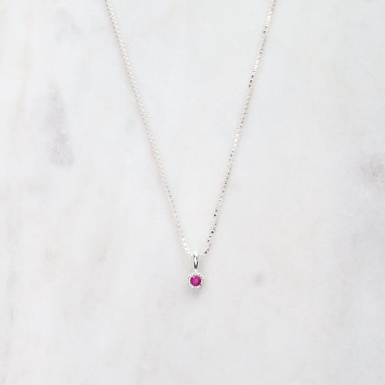 NKL Ruby with Milgrain Edge Necklace  - Sterling Silver