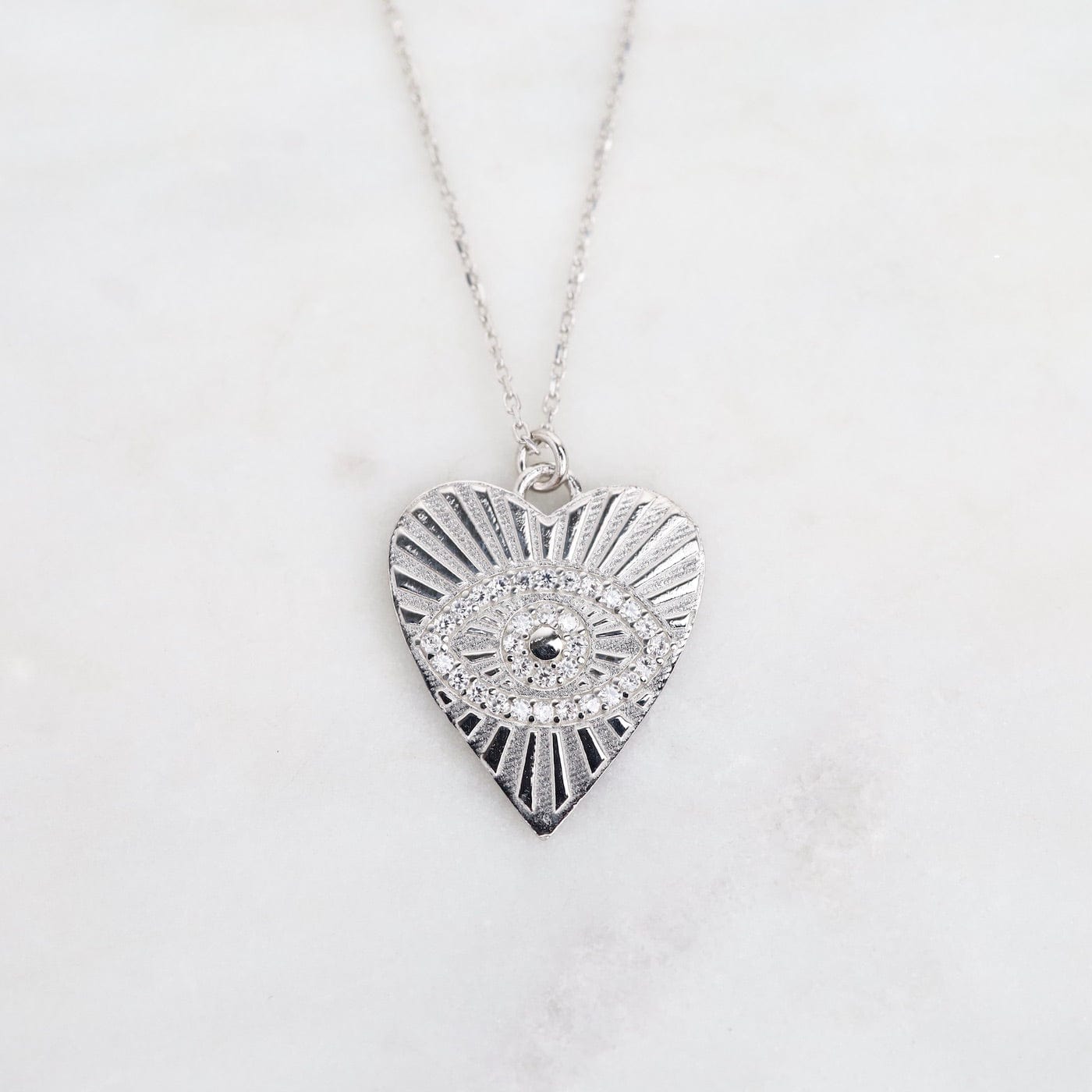 Silver Heart with Evil Eye Necklace – Dandelion Jewelry