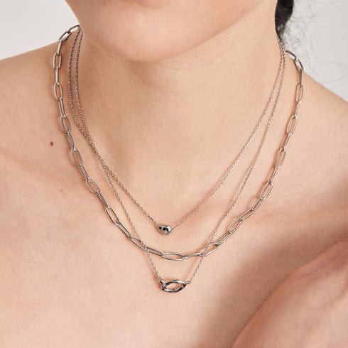NKL Silver Paperclip Chunky Chain Necklace