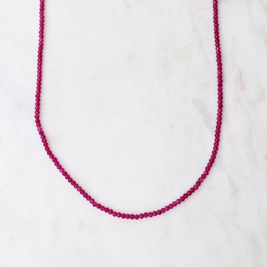 NKL Simple Stone Necklace - Rhodolite Garnet