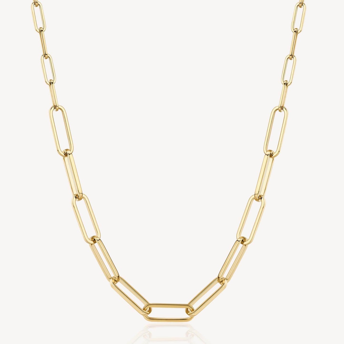NKL-SS Stainless Steel Gold Tone Long Graduating Oval Link Chain Necklace