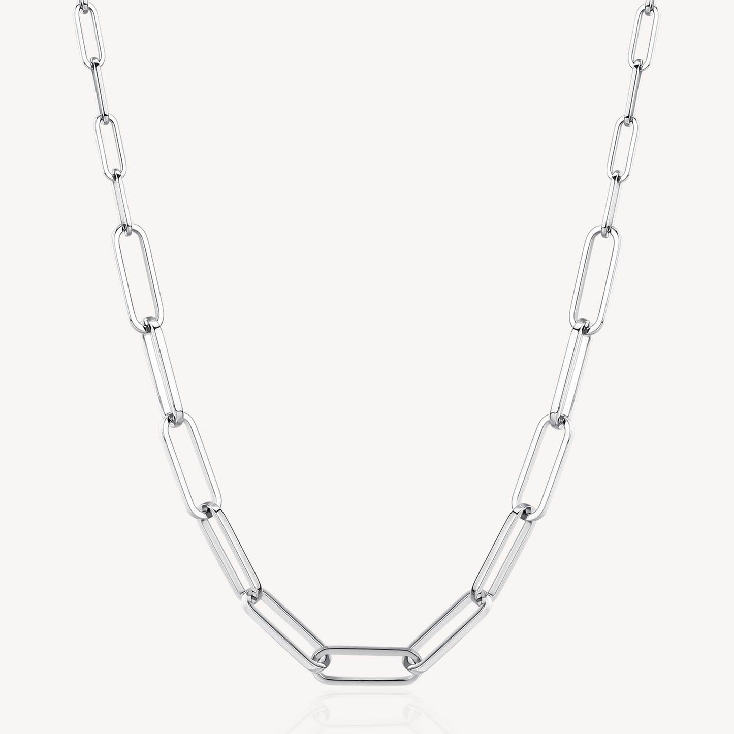 NKL-SS Stainless Steel Long Graduating Oval Link Chain Necklace