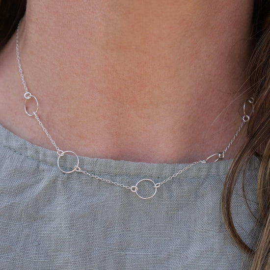 NKL Sterling Silver Chain with Small Hoops Necklace