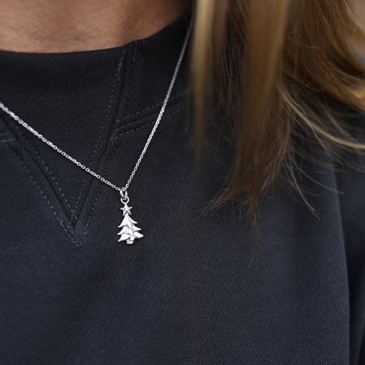 Sterling Silver Christmas Tree Pendant Necklace – Dandelion Jewelry