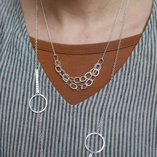 NKL Sterling Silver Double Linked Chain Necklace
