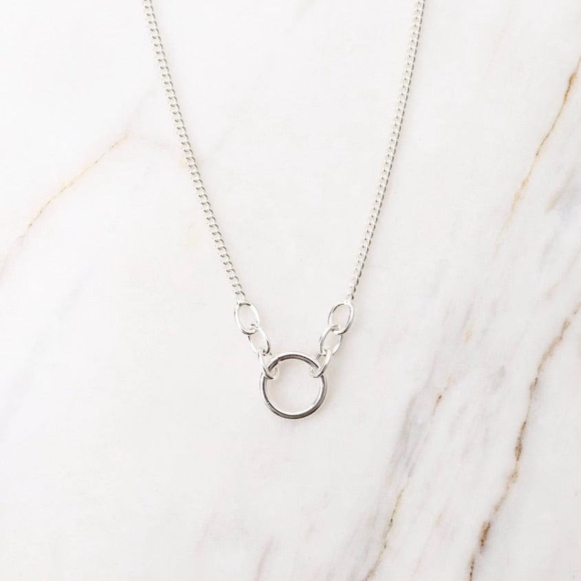 NKL Sterling Silver Tiny Ring Necklace