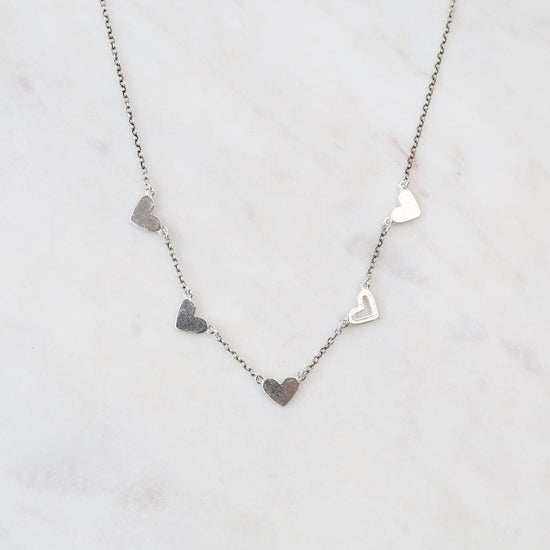 NKL String of Hearts Necklace in Sterling Silver