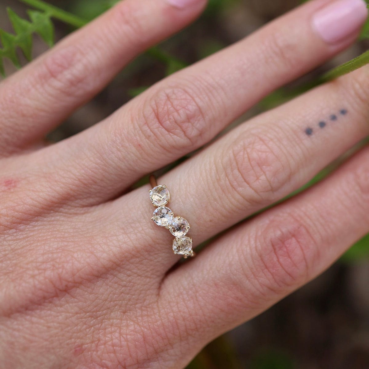 14k Yellow Gold 4mm Round White Topaz Ring – Dandelion Jewelry