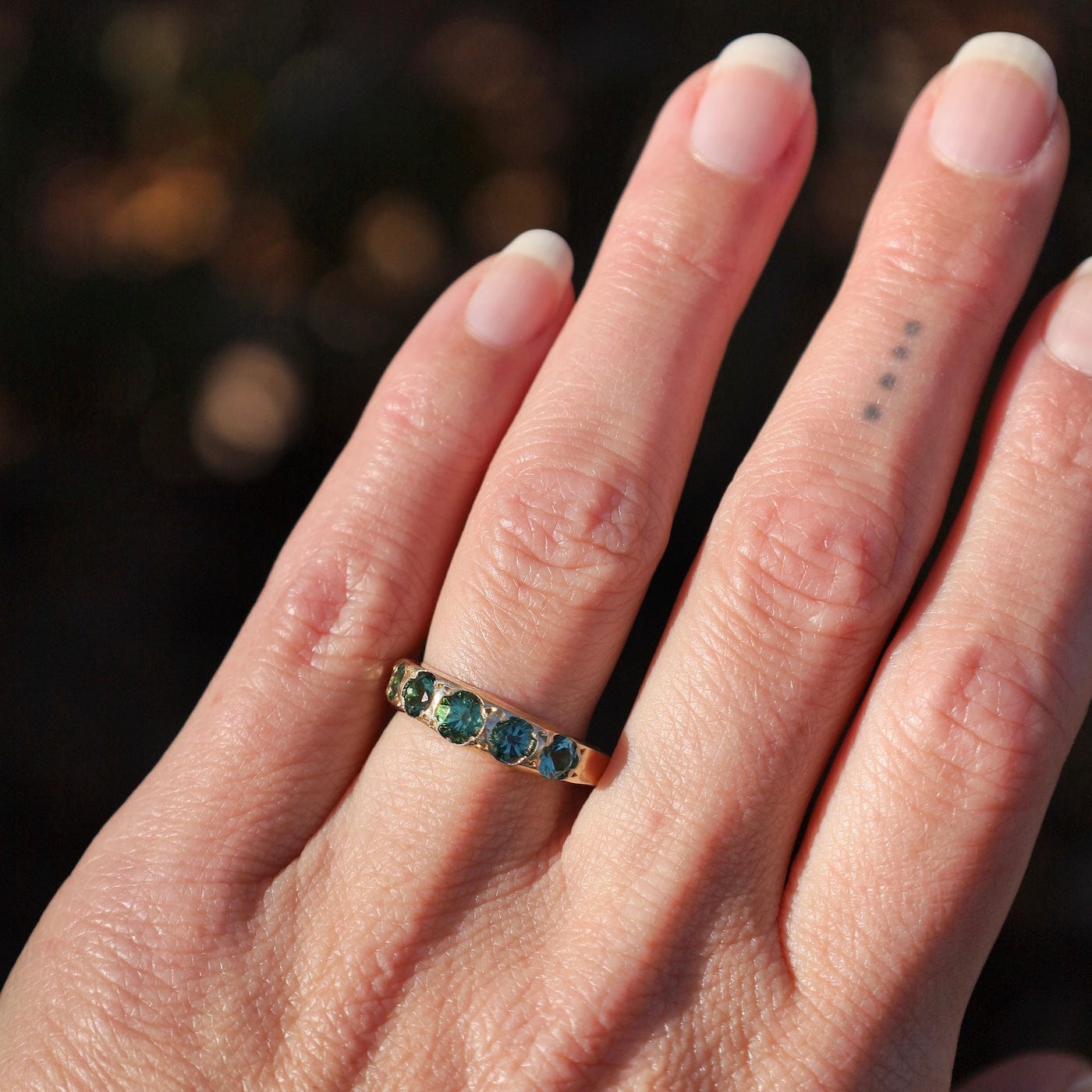 Yellow Gold Stone Blue Green Tourmaline Band Ring – Dandelion