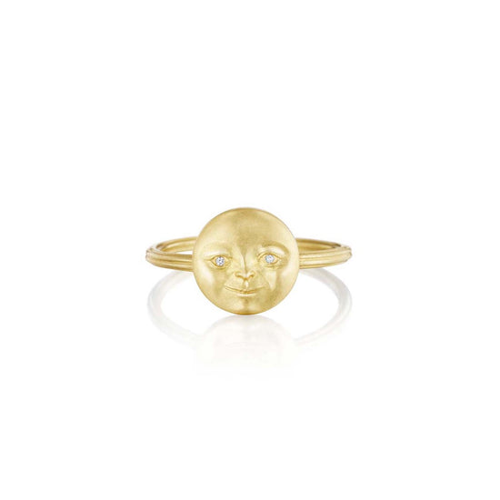 RNG-18K Gold Moonface Fluted Band Ring