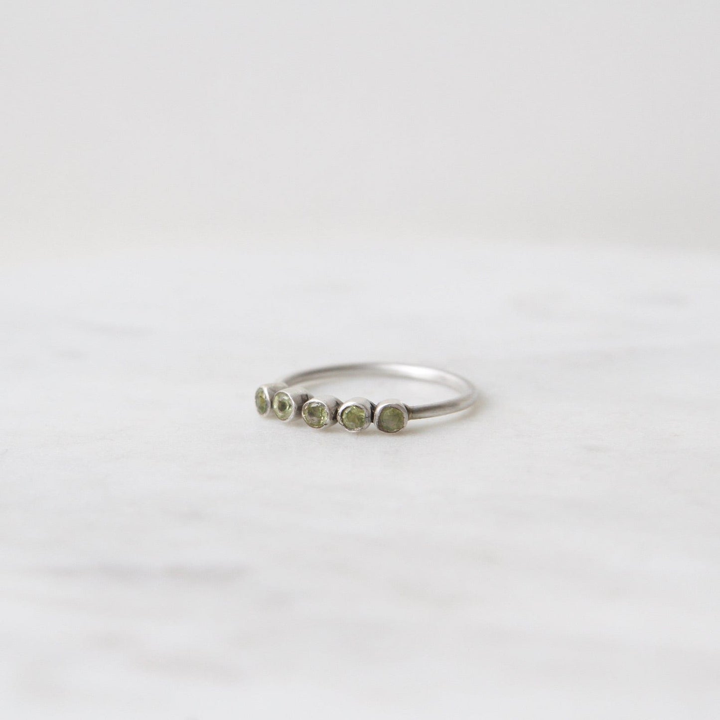 RNG Five Faceted Peridot in Sterling Silver Ring