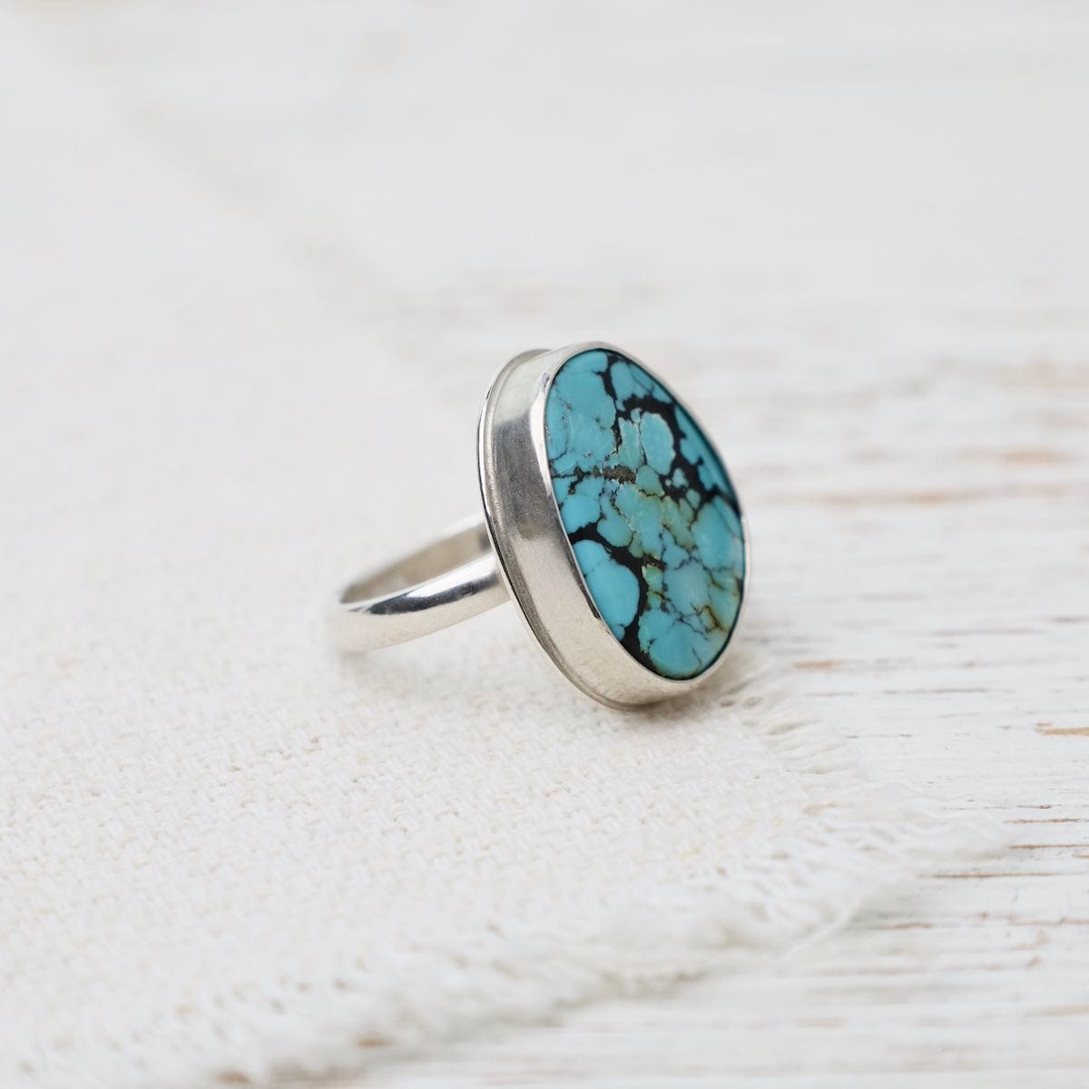 2024 Sterling Silver Oval Hubei Turquoise Ring