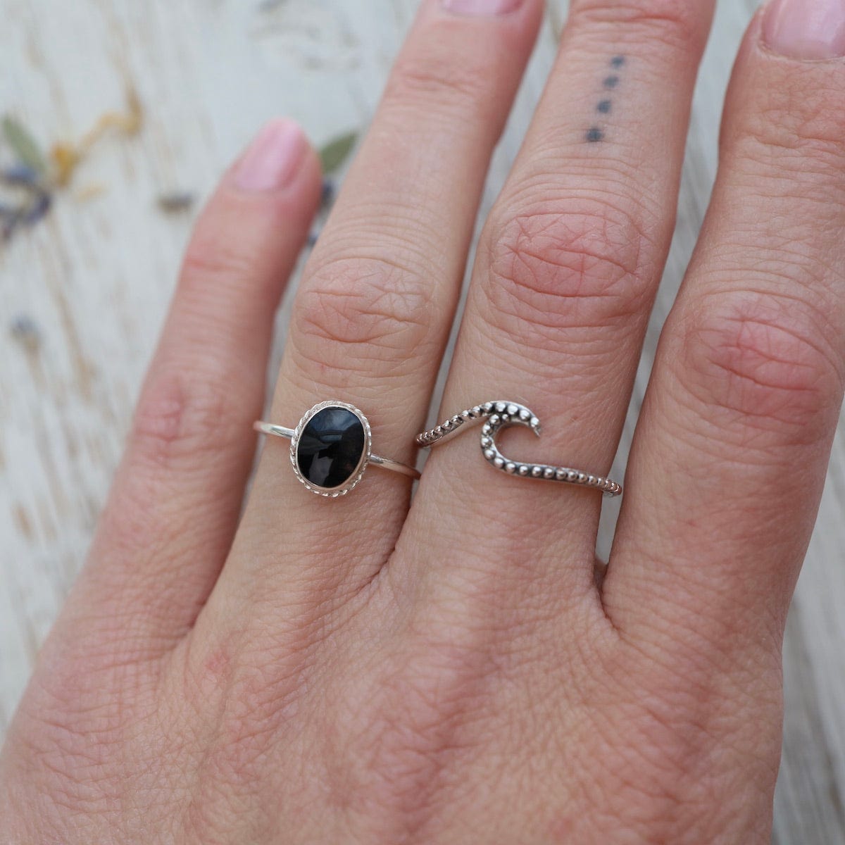 Oval Onyx Silver Ring – Dandelion Jewelry - Main Image