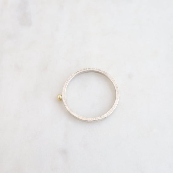 RNG Polished Sterling Silver With Gold Ball Textured Stacking Ring