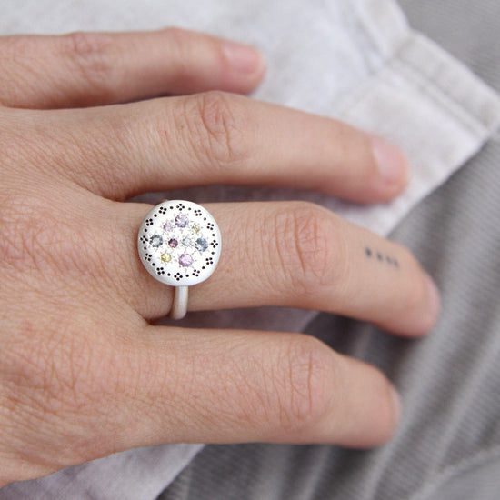 RNG Silver Lights Multi Sapphire Ring