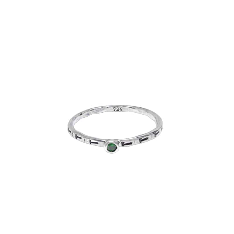 RNG Sterling Etched Stacking Ring with Green Onyx