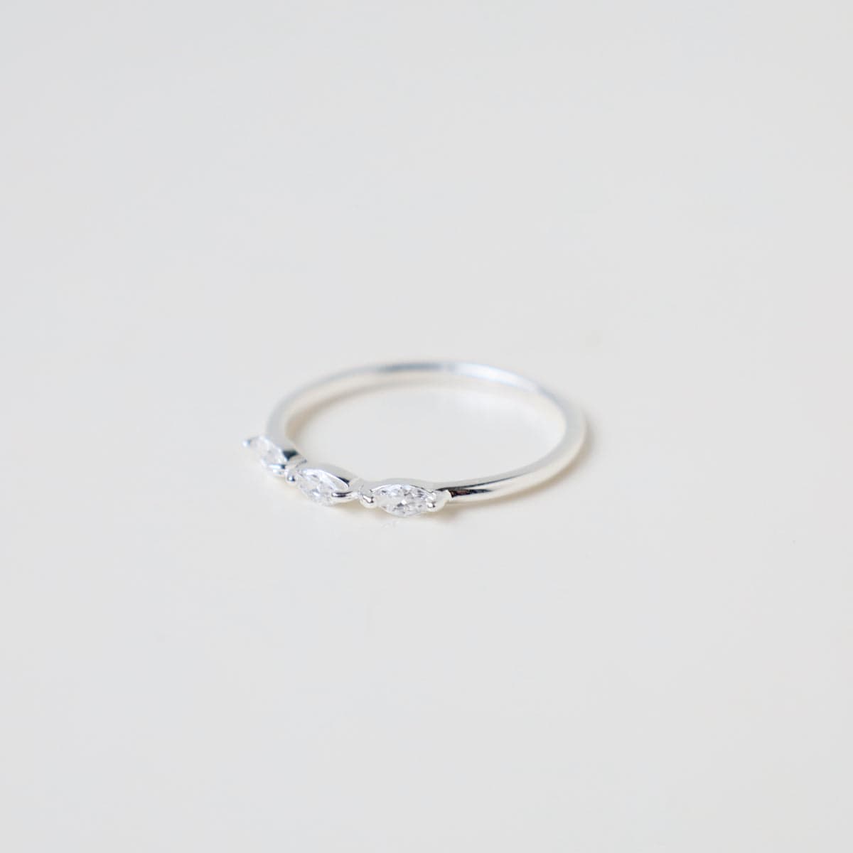 RNG Sterling Silver 3 CZ Marquis Stacking Ring