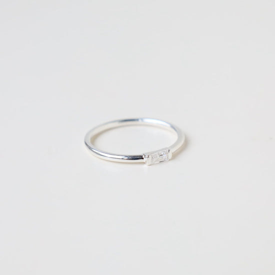RNG Sterling Silver Band with Channel Set CZ Baguette Ring
