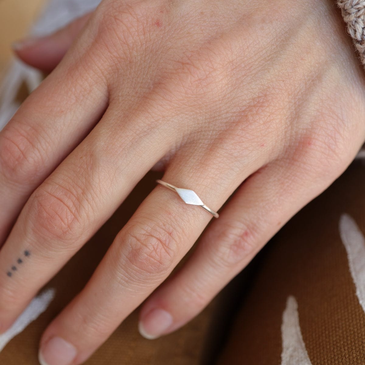 Sterling Silver Diamond Shaped Stacking Ring – Dandelion Jewelry