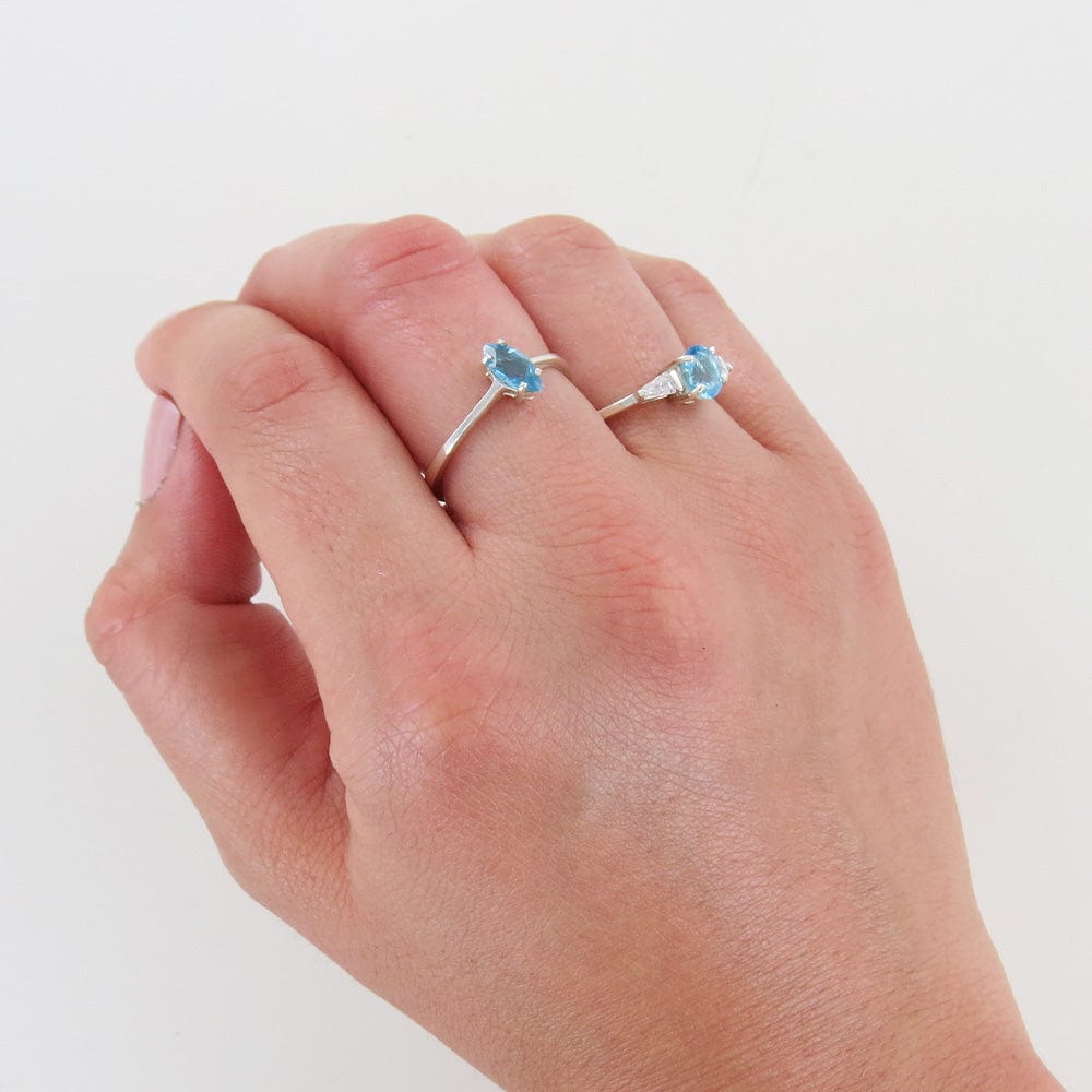 Sterling Silver Ring with Swiss Blue Topaz and CZ – Dandelion Jewelry