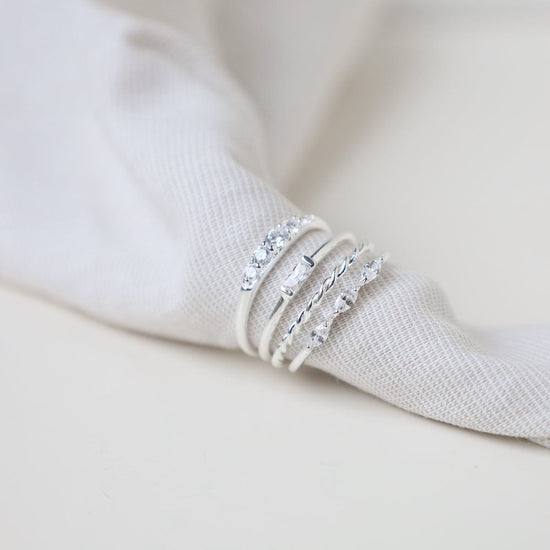RNG Sterling Silver Tapered Band with 5 CZ Ring