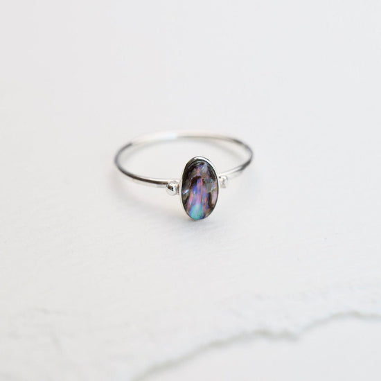 RNG Thin Oval Abalone Silver Ring