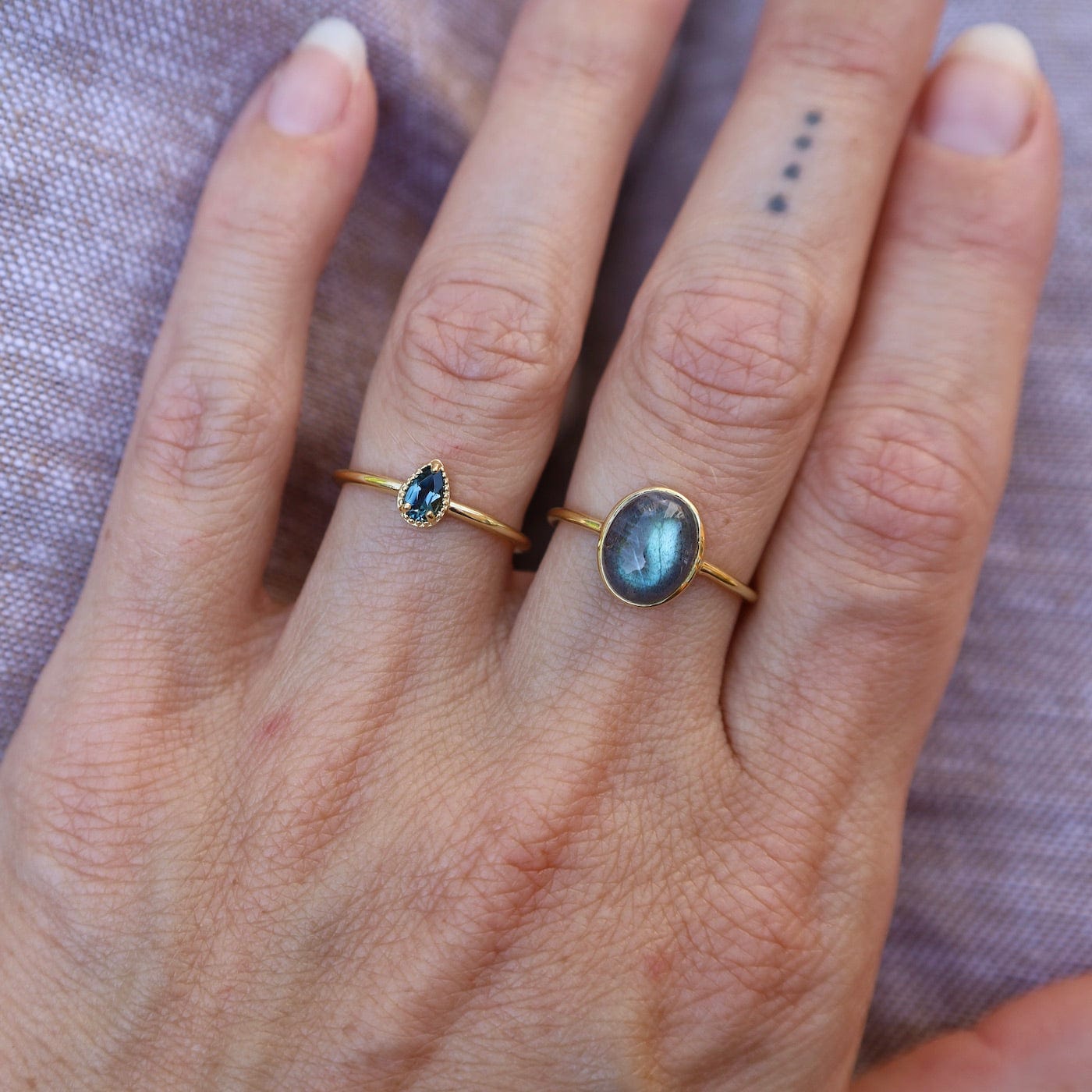 Gold Vermeil Bezel Set Labradorite Cabochon Ring – Dandelion Jewelry