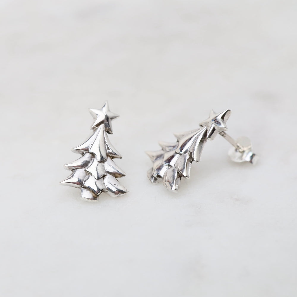 Sterling Silver Large Christmas Tree Post Earrings