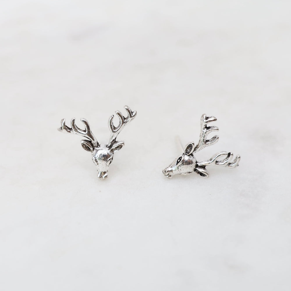 Sterling Silver Reindeer Head Post Earrings