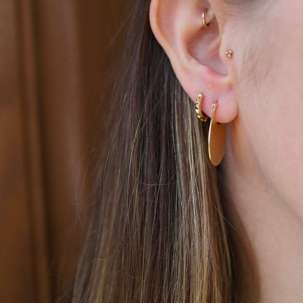 Gold Plated Solid Oval Panel Hoops