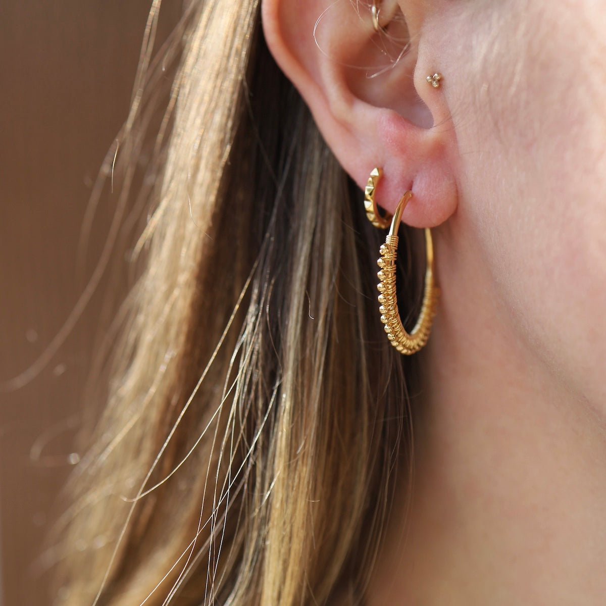 Gold Plated Row of Ball Hoops