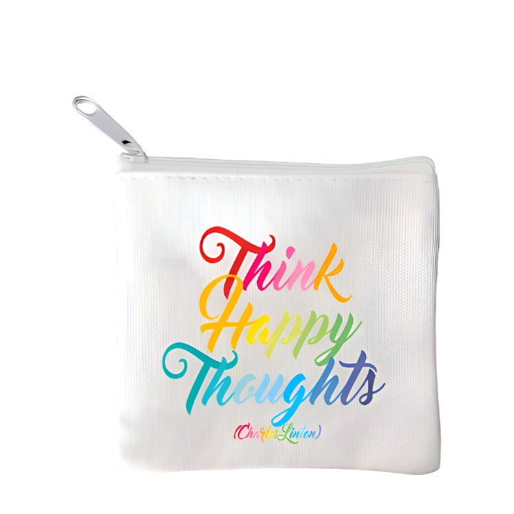 "think happy thoughts" mini pouch