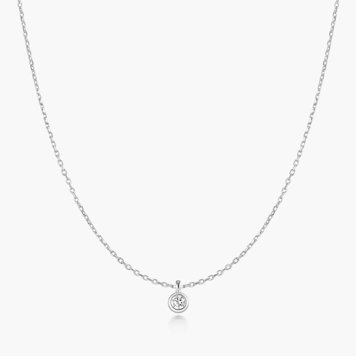 NKL Silver Classic Bezel Set Solitaire Necklace