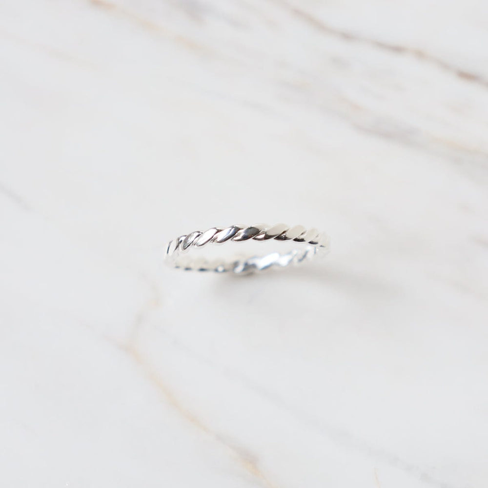 RNG Flat Twisted Stacking Ring - Sterling Silver