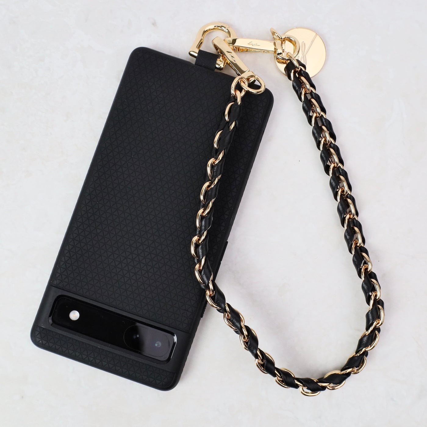 ACC Lou 40cm Black Woven in Chain Cell Phone Wristlet