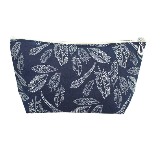 Load image into Gallery viewer, ACC The Medium Make Up Bag - Feathers on Navy
