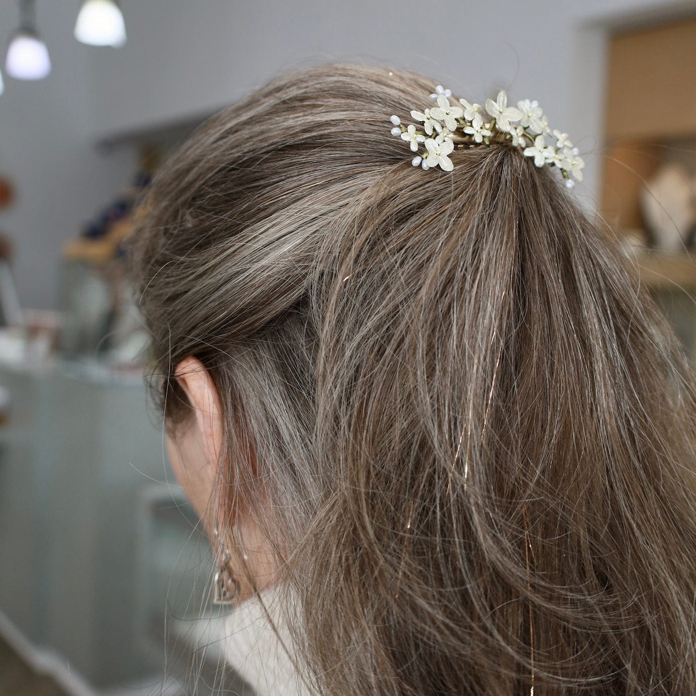 ACC White Hydrangea Hair Comb