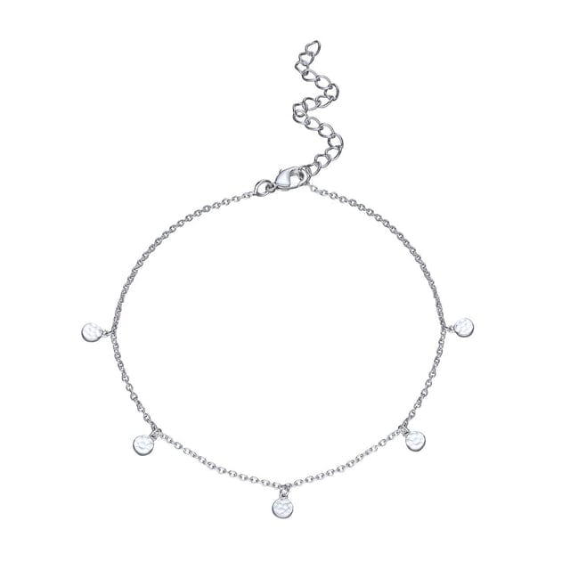 ANK Anklet with Hammered Discs - Rhodium Plated