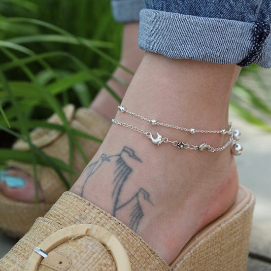 ANK Dolphins and Flowers Anklet