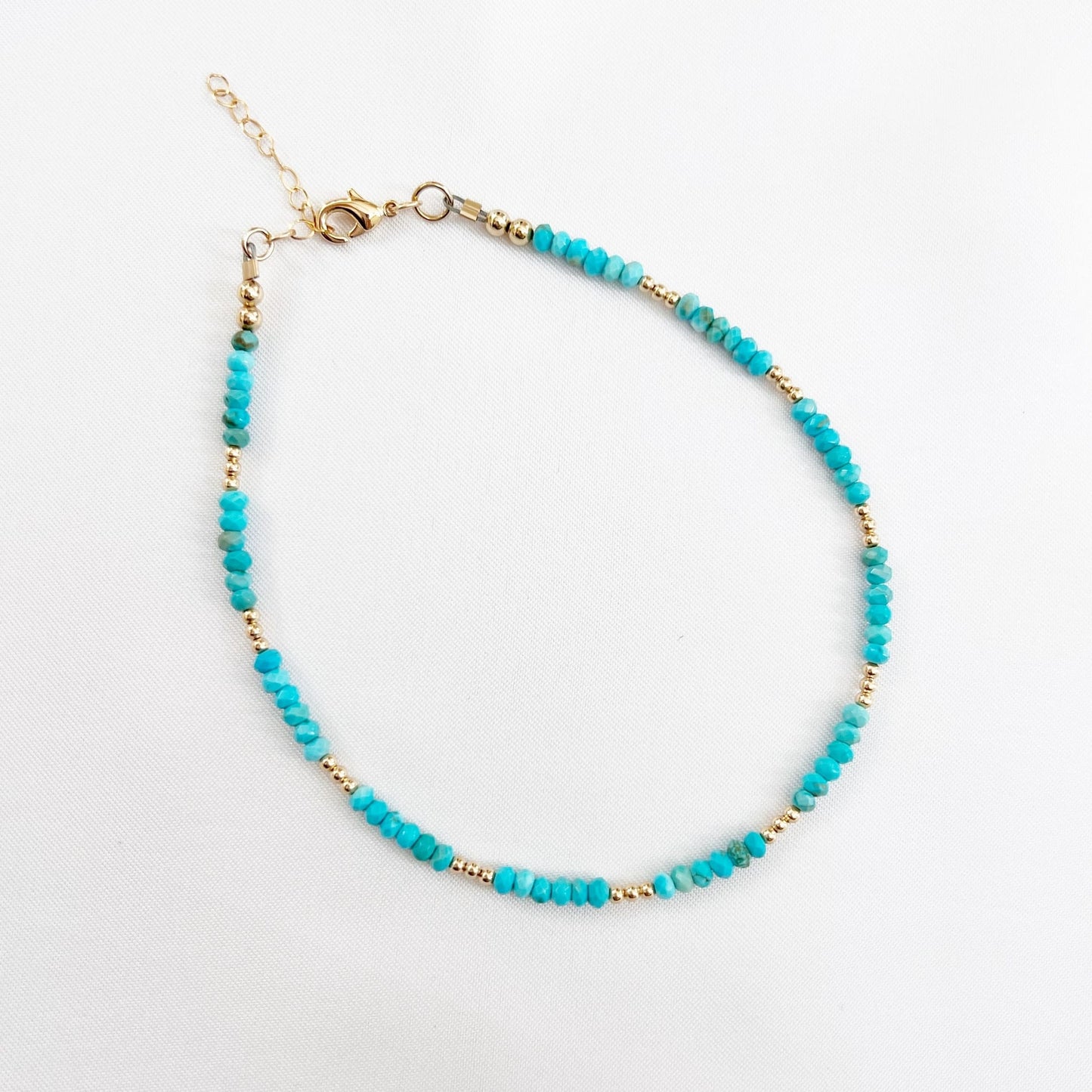 ANK-GF Free Spirit Dainty Turquoise Beaded Gold Filled Anklet