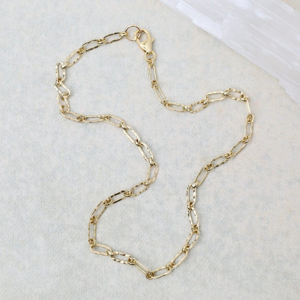 ANK-GF Gold Filled Hammered Alternating Link Anklet