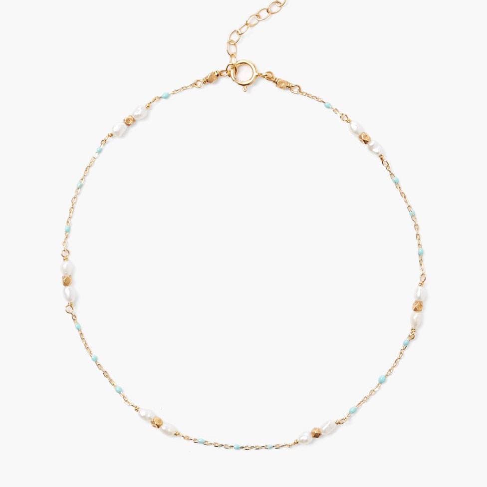 ANK-GPL 18k Gold Plated Sterling Silver Anklet with Turquoise