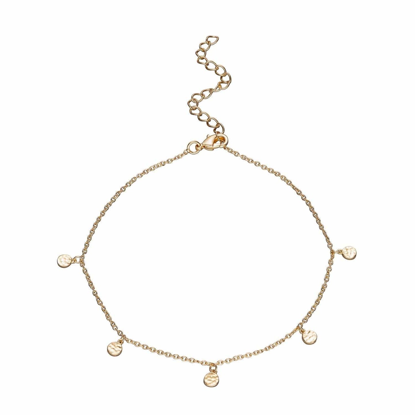 ANK-GPL Anklet with Hammered Discs - 18k Gold Plated