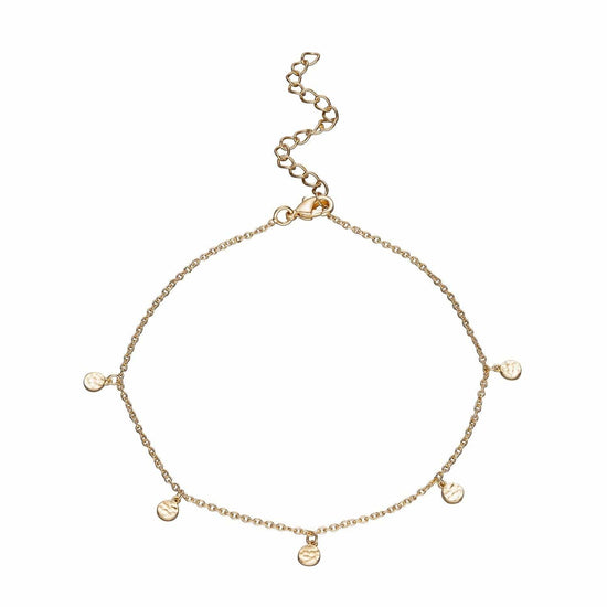 ANK-GPL Anklet with Hammered Discs - 18k Gold Plated