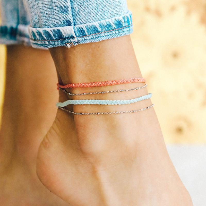 ANK Pura Vida Satellite Chain Anklet~ Salmon