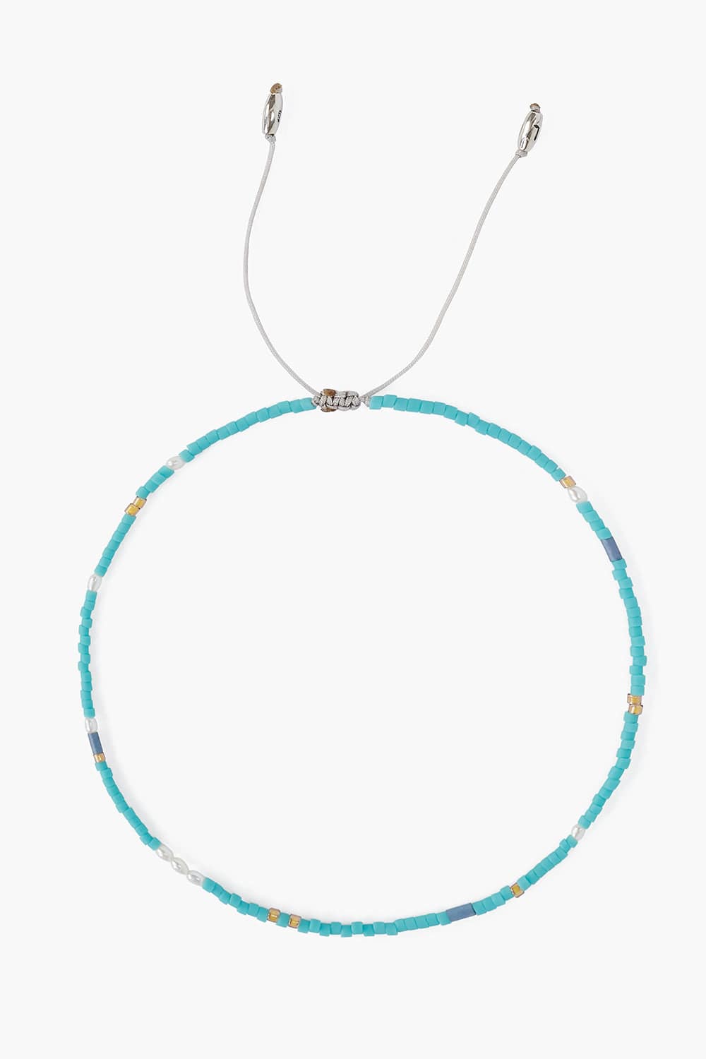 ANK Seed Bead & Pearl Pull Adjustable Anklet - Turquoise