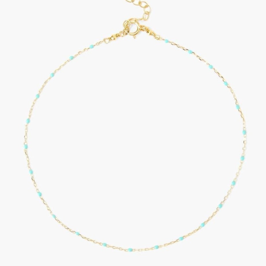 ANK Turquoise Enamel Bead Anklet