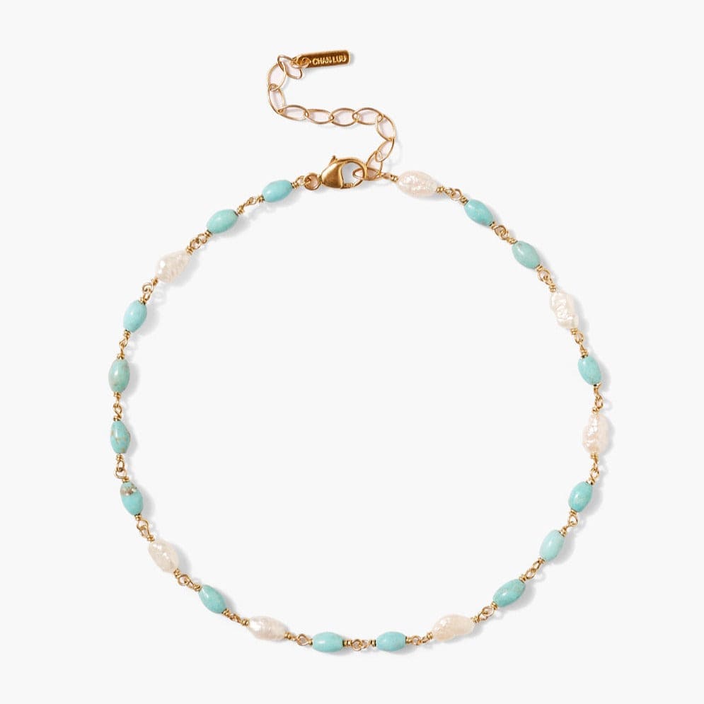 Load image into Gallery viewer, ANK Turquoise &amp;amp; Pearl Adjustable Anklet
